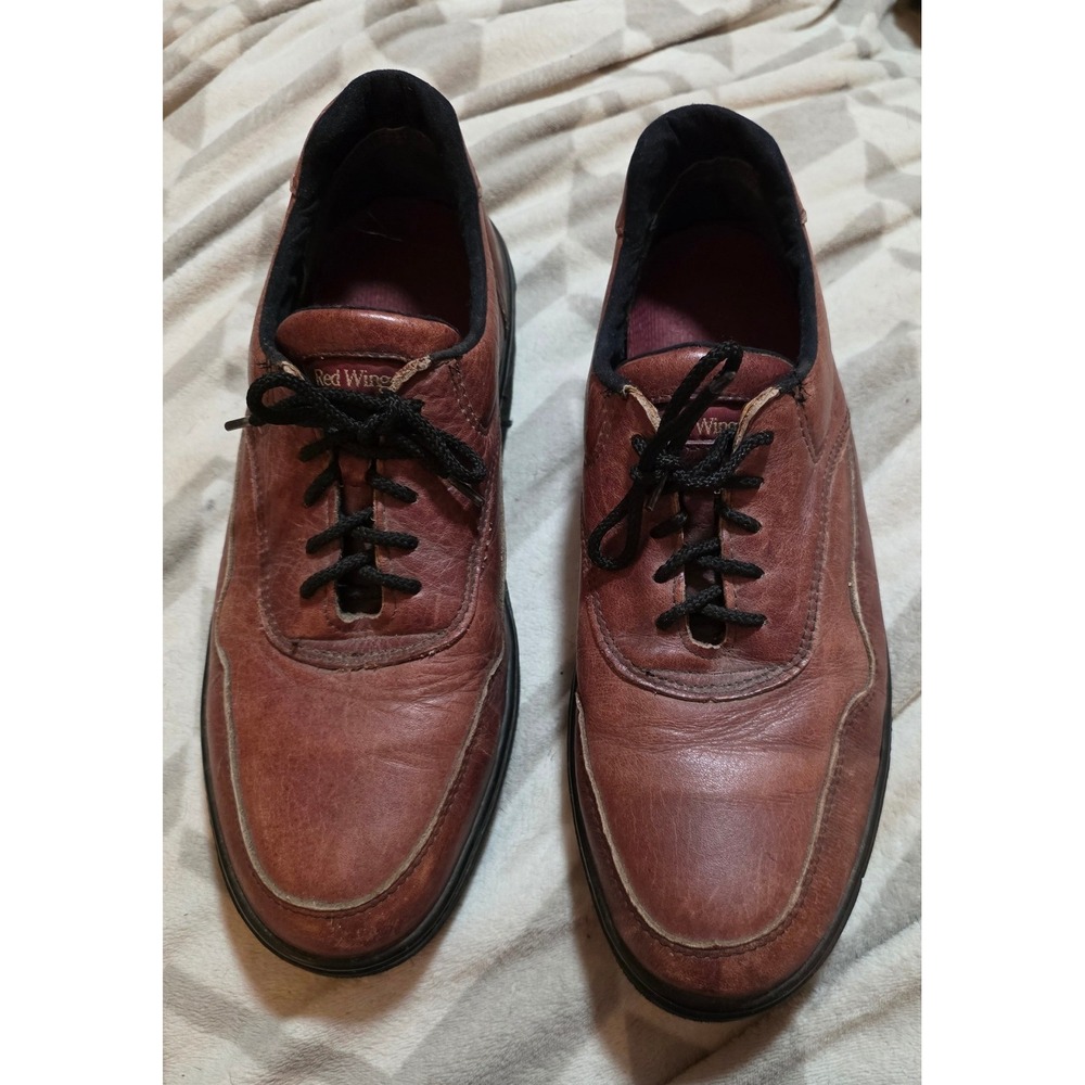 Red Wing Men 10.5 D Oxford Gripted Work Shoes Brown Leather Vibram Sole USA Made